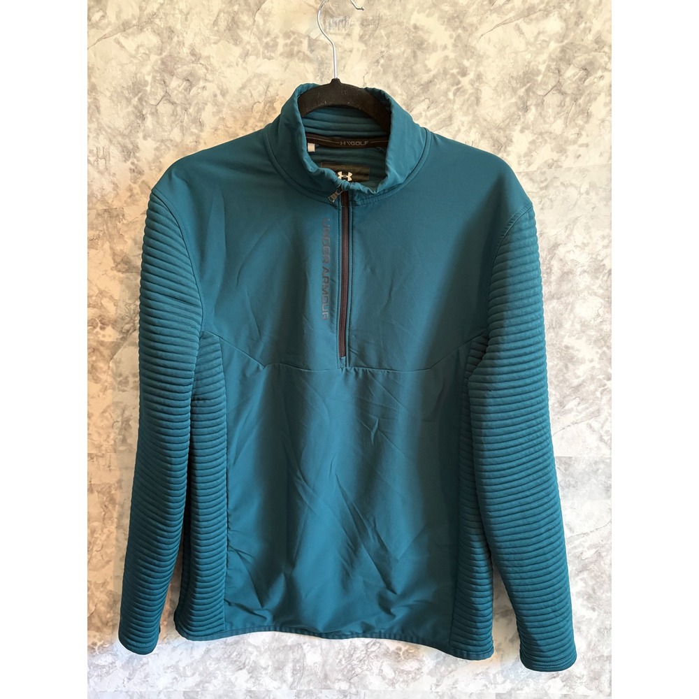 Under Armour Loose Fit Golf Pullover Mens Medium Teal Quarter Zip Long Sleeve‎